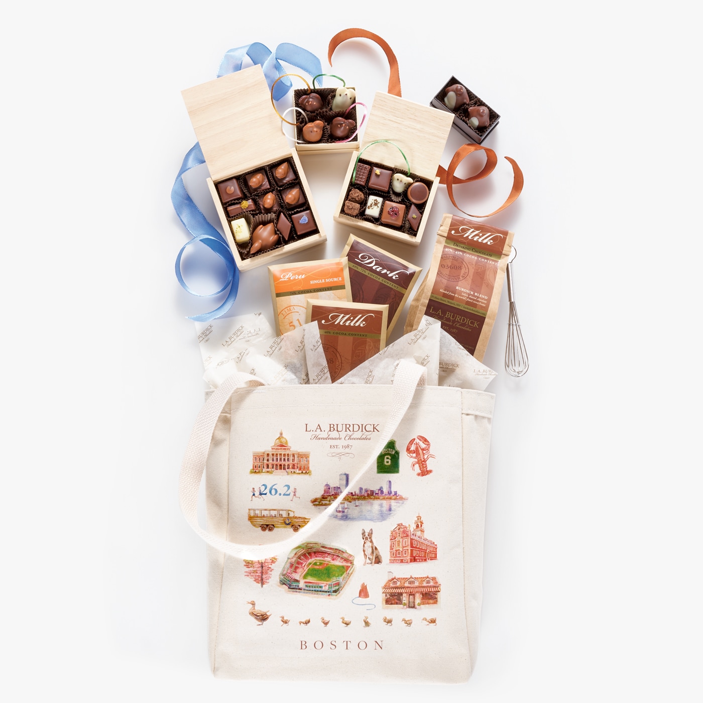 Luxury, handmade set of chocolates packaged together in our signature Boston tote
